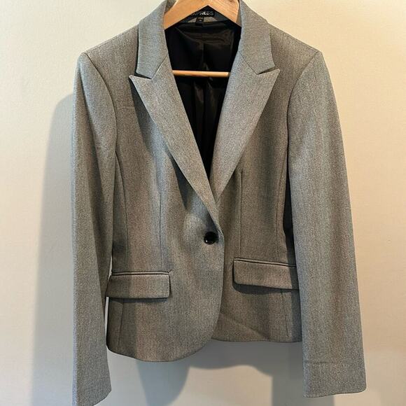 Express Studio Stretch size 12 Gray One Button Blazer Jacket - Picture 1 of 12